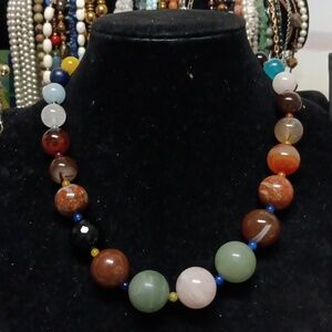 Multi Gemstones 700.00 ctw Necklace in 18K YG Plated 20 Inhces